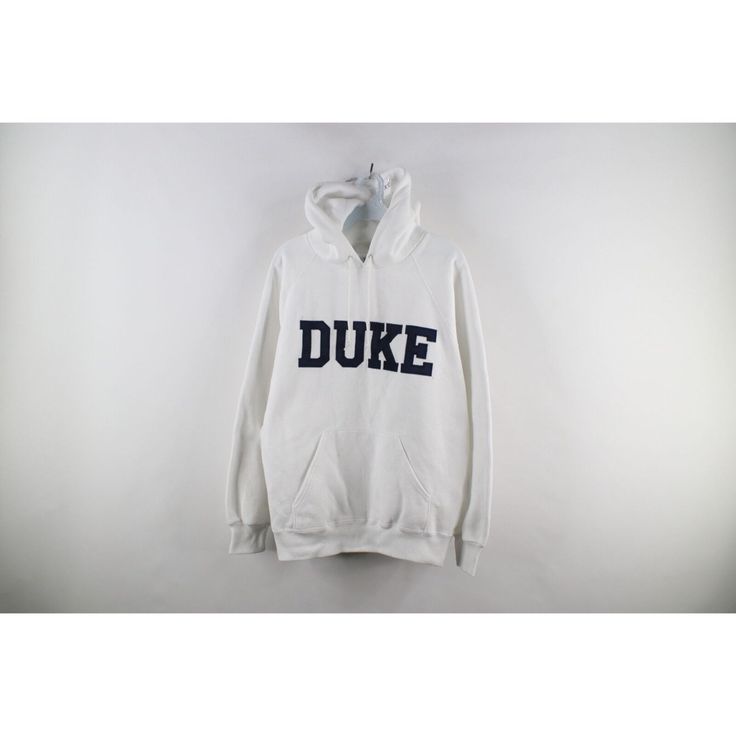 Vintage 90s Mens XL Heavyweight Spell Out Duke University Hoodie Sweatshirt USA Mens Sweater Stain front on pocket. Loose threads on lettering. Has pilling. USA made Mens size XLarge Measurements are: 23.5 inches underarm to underarm 27 inches top to bottom White 50% Cotton 50% Polyester US Shipping is FREE Canada is $15 and International is $24 Check out my other items in my store! X1250 White Throwback Hooded Hoodie, 90s Style Hooded Sweatshirt With Drawstring, 90s Style Sports Hoodie With Drawstring Hood, Collegiate Hoodie With Kangaroo Pocket For Streetwear, 90s Cotton Sports Hoodie, 90s Style Cotton Sports Hoodie, 90s Cotton Hoodie For Sports, White Vintage Hooded Hoodie, Collegiate Streetwear Hoodie With Adjustable Hood