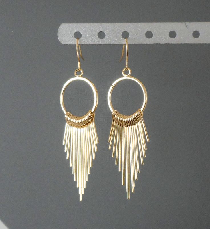 "-Materials : 52mmX20mm gold plated drop -size: 2\" dangling -gold plated earring hooks - nickel,lead free" Grape Earrings, Elegant Bohemian, Bijoux Fil Aluminium, Wrapped Jewelry, Earring Hooks, Garnet Gemstone, Shoe Charms, Gold Plated Earrings, Tassel Earrings