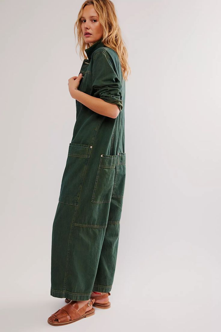 We The Free Margarita Jumpsuit | Free People Free People Jumpsuit, Pocket Jumpsuit, Flare Jumpsuit, Free People Denim, Denim Jumpsuit, Moto Boots, Boho Clothing, Off Duty, Boho Outfits