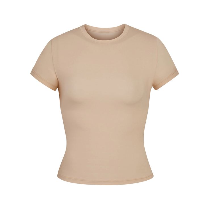 Beige Shirt, Round Neck Shirt, Boyfriend T Shirt, Womens Basic, Short Tops, Capsule Wardrobe, Workout Shirts, Light Brown, White Undershirt