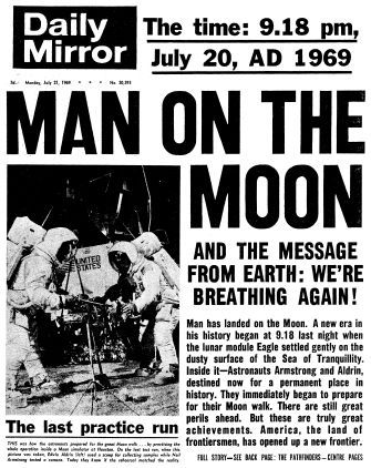 an old newspaper article about the man on the moon