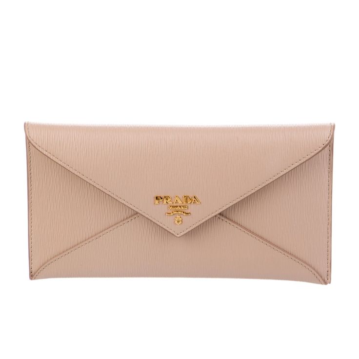 Beige Wallet With Gold Hardware Three Card Slots Inside Envelope Style Can Be Used As Clutch Height: 4” Width: 8” Formal Pouch Clutch With Original Box, Elegant Pouch Wallets With Original Box, Luxury Beige Pouch Wallet, Luxury Beige Envelope Clutch, Formal Envelope Wallet With Removable Pouch, Beige Formal Pouch Wallet, Formal Beige Pouch Wallet, Prada Bags, Crystal Embellishment