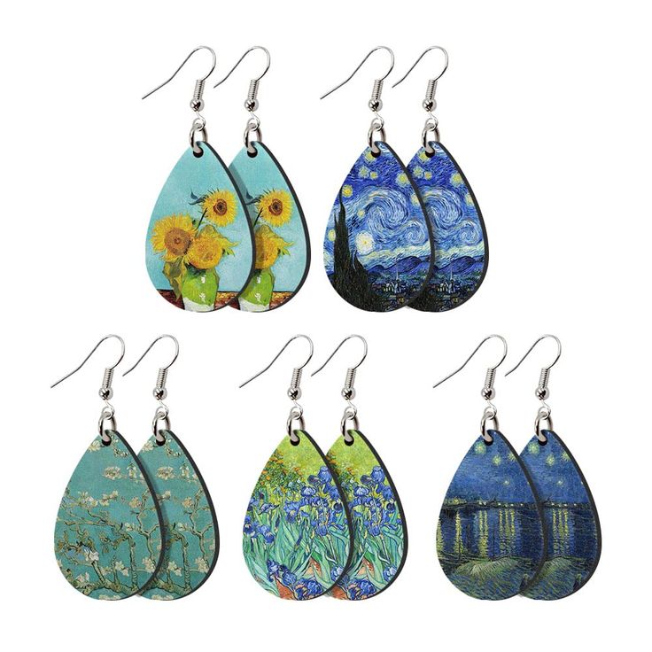 PRICES MAY VARY. MATERIAL: These elegant pairs of teardrop earrings are made of premium MDF material and beautifully printed with cute images on both sides. The teardrop-shaped earrings are ideal pendants that ladies cannot miss. DIMENSION: Each pretty earring in a teardrop shape measures about 0.97 x 1.5 x 0.11 inch (2.46 x 3.81 x 0.28 cm). The earring hook is around 0.78 x 0.78 inch (1.1 x 1.1 cm). STYLISH DESIGNS: These teardrop-shaped earrings are printed with a range of our unique, lovely, Glasses And Earrings Together, Pretty Earring, Starry Night Over The Rhone, Shrinky Dink Earrings, Nice Designs, Shrinky Dink, Laser Cut Earrings, The Starry Night, Almond Blossom