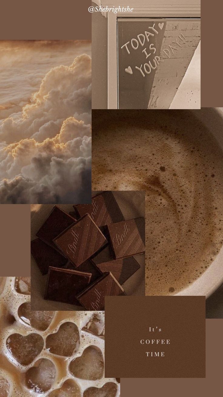 a collage of photos with chocolates and clouds