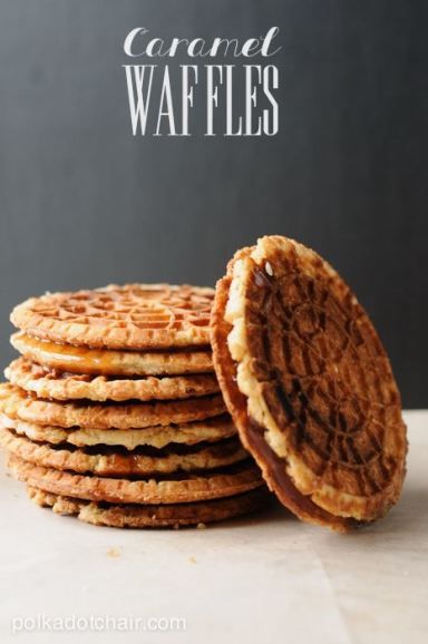 a stack of cremed waffles sitting next to each other on top of a table