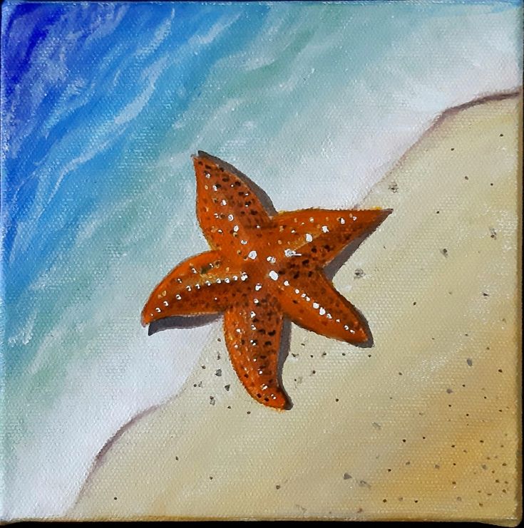 a painting of a starfish on the beach