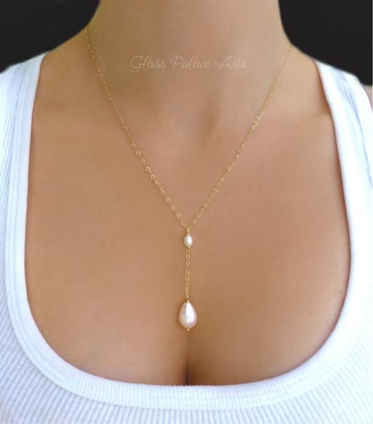 Beaded Dangle Necklace, Bijoux Art Nouveau, Pearl Lariat Necklace, Pearl Lariat, Pearl Drop Necklace, Pearl Bridal Jewelry, Chula Vista, Bridesmaid Gifts Jewelry, Y Necklace