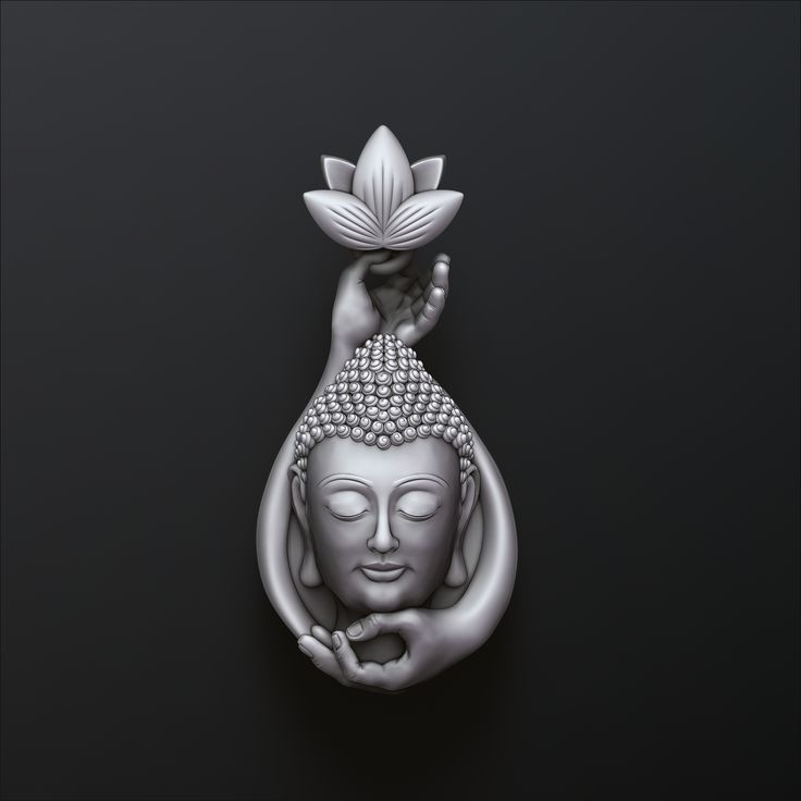 a buddha statue holding a flower in its hand