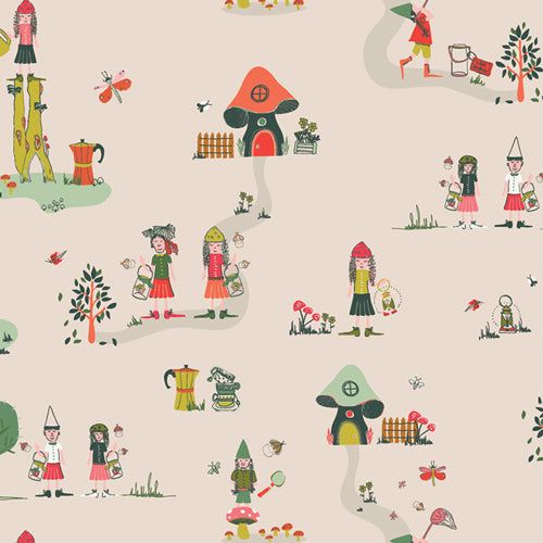 an image of children's wallpaper with many different things in the background, including trees and houses