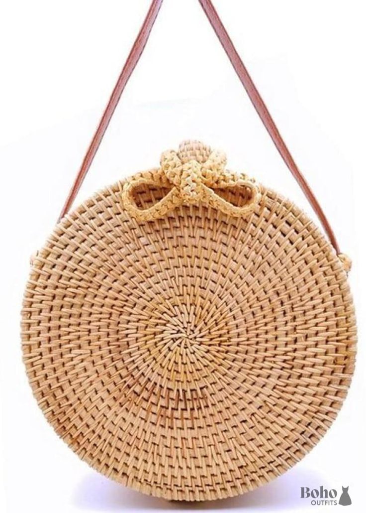 Round Boho Bag Remi - 20 cm - Clothing Accessories Round Straw Bag, Boho Clothes, Bag Details, Boho Dresses, Boho Accessories, Jane Birkin, Basket Bag, Boho Bag, Types Of Bag