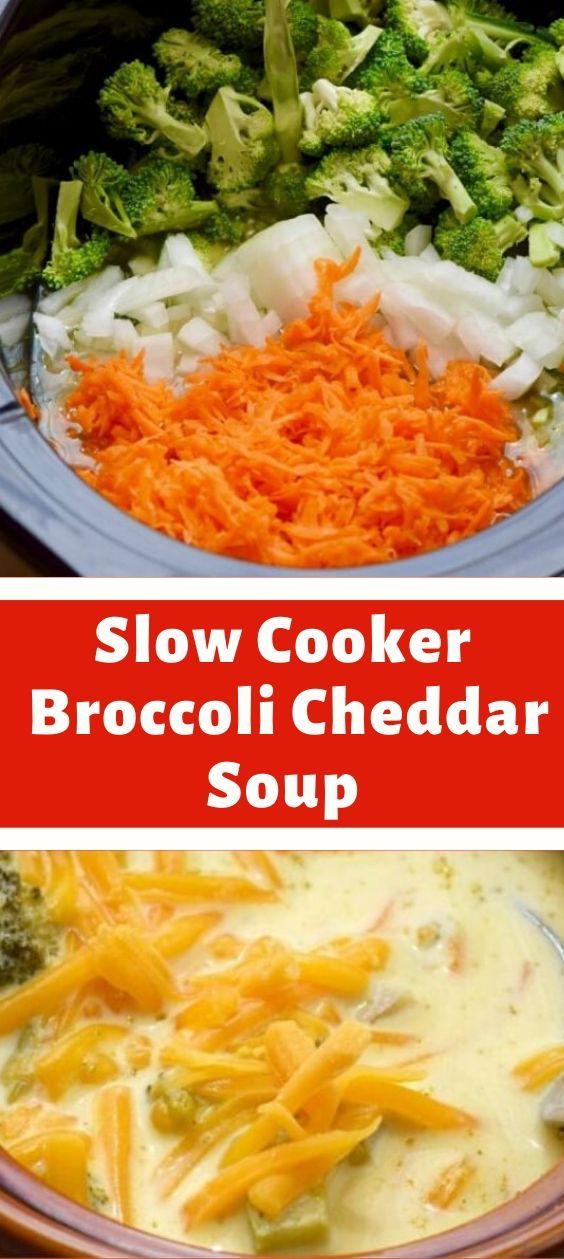 this slow cooker broccoli cheddar soup is the perfect side dish