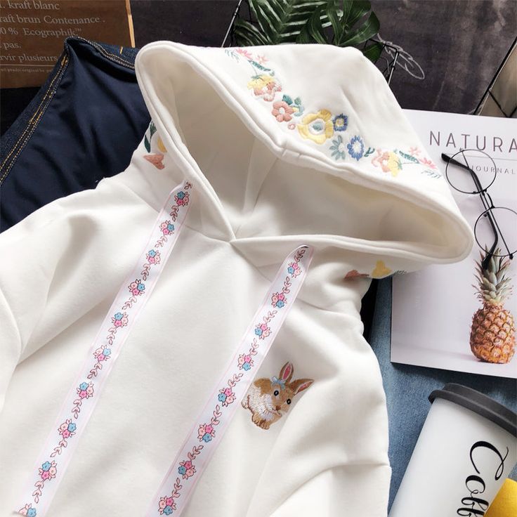 Sweet Rabbit Flowers Hoodie PN1890 ●Size: Length 54 cm,bust 98 cm,shoulder 51 cm,sleeve 52 cm. ●Material:cotton ●About Shipping: We attach great importance to the orders of each customer and parcel delivery. 1.Processing time: 2-3 business days. 2.Shipping time: 10-15 business days to US, please allow 3-4 weeks shipping to other country.(Shipping times can be affected by variable customs clearance times or public holidays.) White Cotton Hoodie Sweater, Cute Cotton Hooded Outerwear, Cute Long Sleeve Top With Drawstring Hood, White Long Sleeve Sweatshirt For Spring, Fall Cotton Tops With Adjustable Hood, White Hooded Cotton Sweater, Cotton Tops With Adjustable Hood For Fall, Cute Hooded Cotton Sweater, Cute White Winter Hoodie