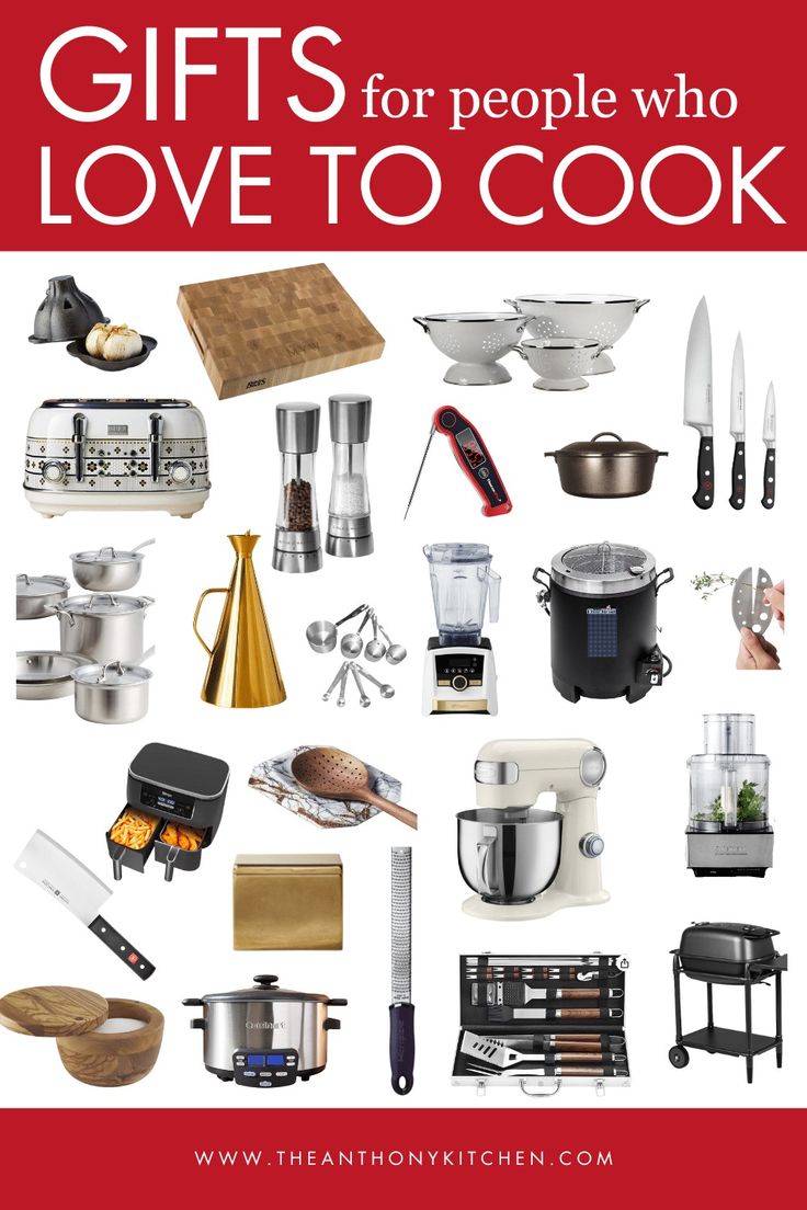 Image for Pinterest. White text with red boxes behind it, and images of Christmas gift ideas for home cooks and men who like to cook outdoors on the grill. Gifts For Steak Lovers, Cooking Gifts For Men, Kitchen Gift Basket Ideas, Classy Appetizers, Kitchen Gift Baskets, Gifts For Foodies, Basket Gifts, Grilling Utensils, Kitchen Christmas Gifts