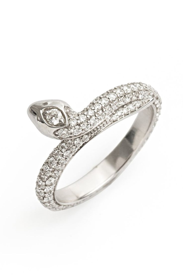 FOUNDRAE-Diamond Snake Bookend Ring-WHITE GOLD Luxury Snake-shaped Diamond Ring, Elegant Snake-shaped Diamond Ring, Silver Snake-shaped Wedding Ring, Silver Snake Shape Wedding Ring, Elegant White Gold Snake-shaped Rings, Elegant White Gold Snake Shaped Rings, Diamond Snake Ring With Diamond Accents, Diamond Snake Ring For Wedding, Luxury White Gold Diamond Snake Ring