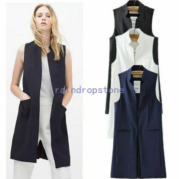 Store category Sign Up Now ! You may also like Women Outerwear Coat Sleeveless Long Vest Jacket Ladies Summer Waist coat Product Description 100% Brand New and High Quality Stylish , Sexy Dress ,Perfect fit For Casual Womens Girls Color: Black.,White,Blue Material: Cotton Blend Note: The Size is just for reference ,pls check the specific Length and Chest! Thanks! Size Details;(cm/inch) S: Bust:92/36.2' Length:89/35'' Shoulder:37cm/14.5'' M: Bust:96/37.7'' Length:90/35.4'' Shoulder:38cm/14.9'' L: Long Vest Coat, Long Vest Jacket, Women Waistcoat, Waistcoat Fashion, Denim Coat Women, Cardigan Outfit, Sleeveless Blazer, Long Coat Jacket, Gilet Long