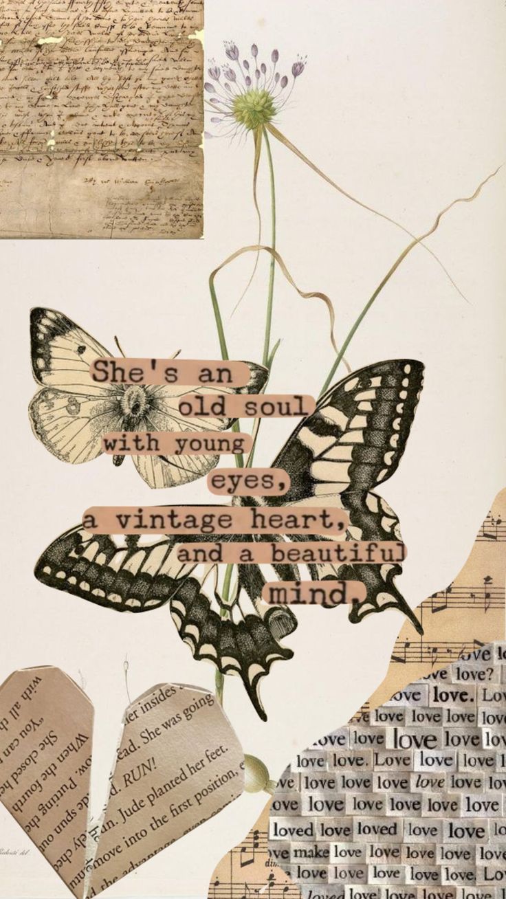 an altered collage with butterflies and music notes