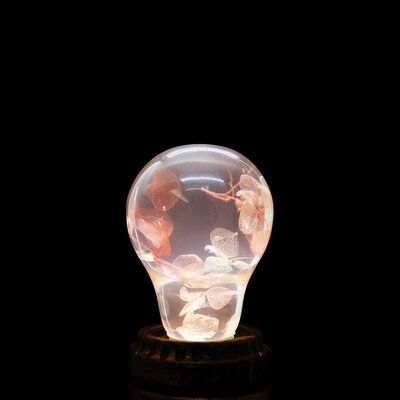 a light bulb with flowers inside on a black background