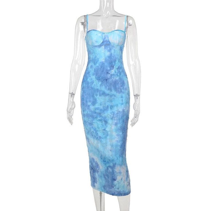 Please refer to our sizing chart for a guideline when choosing a size. 5 business days order processing time. 90% polyester 10% spandex Blue Fitted Dress With Adjustable Straps, Elegant Fitted Blue Suspender Dress, Blue Backless Dress With Adjustable Straps, Casual Fitted Maxi Dress With Adjustable Straps, Trendy Fitted Slip Dress For Summer, Summer Mid-length Fitted Bodycon Dress, Trendy Midi Bodycon Beach Dress, Trendy Fitted Slip Dress With Spaghetti Straps, Trendy Midi Bodycon Dress For Beach