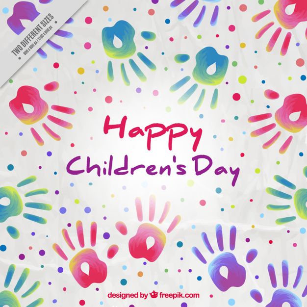 colorful handprints with the words happy children's day