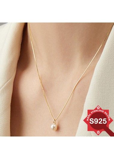 Color:Gold;Package Contents:1 X Necklace;Occasion:Work; Detailed Necklace, Silver Pearls, Mother's Day Gifts, Mother's Day, 925 Silver, Mothers Day, On Sale, Silver, Gold