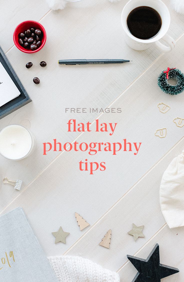 flat lay photography tips on a table with coffee, cookies and other things to do