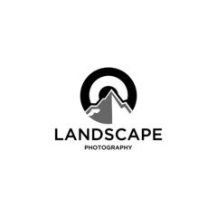 the landscape photography logo is shown in black and white