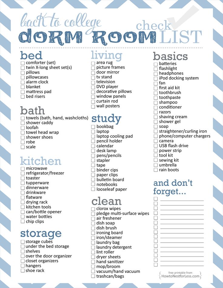 the dorm room list is shown in blue and white