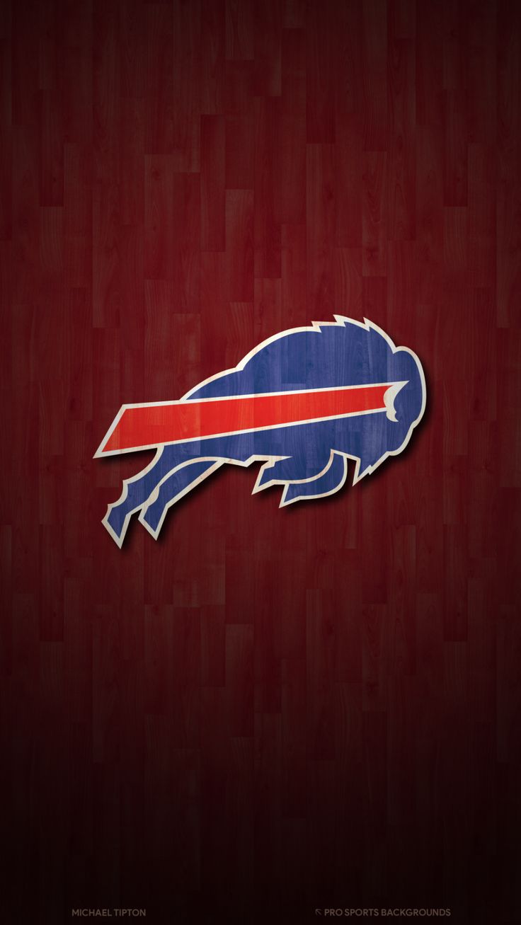 the buffalo logo is shown on a wooden wall with red and blue strips around it