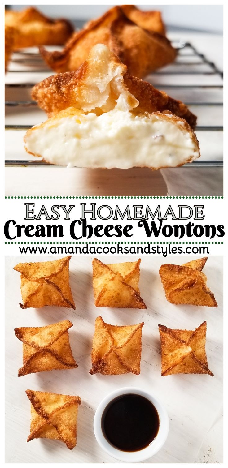 homemade cream cheese wontons with dipping sauce