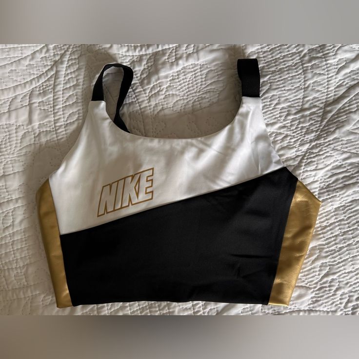 Brand New With Tags! White Nike Tank Top For Gym, Nike White Tank Top For Gym, White Sporty Activewear For Cheerleading, White Athleisure Activewear For Cheerleading, Nike Sports Bra, Nike Sports, Sports Bras, Nike Black, Black Nikes