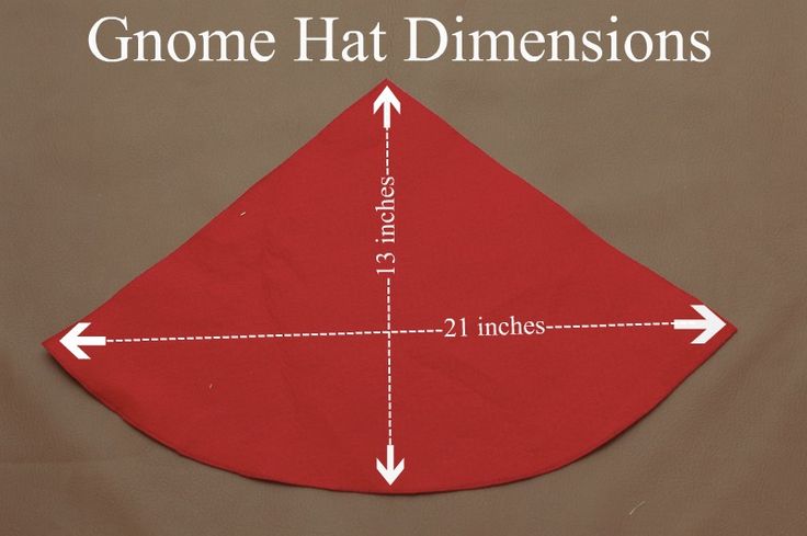 an origami kite with the words gnome hat dimensionss on it and two arrows pointing in opposite directions