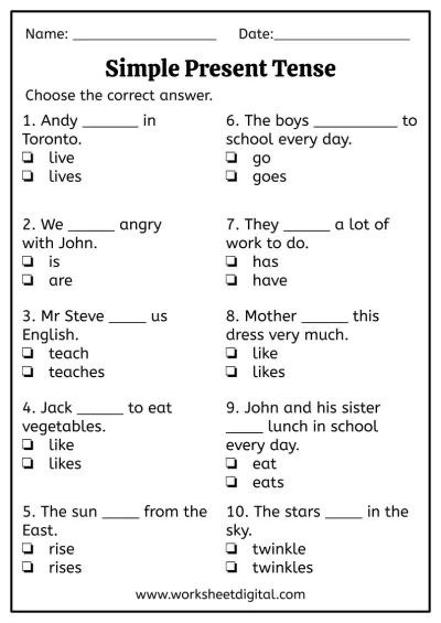 Tenses Worksheet, Grade 3 English, Simple Present Tense Worksheets, Grade 2 English, Tense Worksheet, Cloze Passages, Tenses English, English Grammar Exercises, Hello Sticker