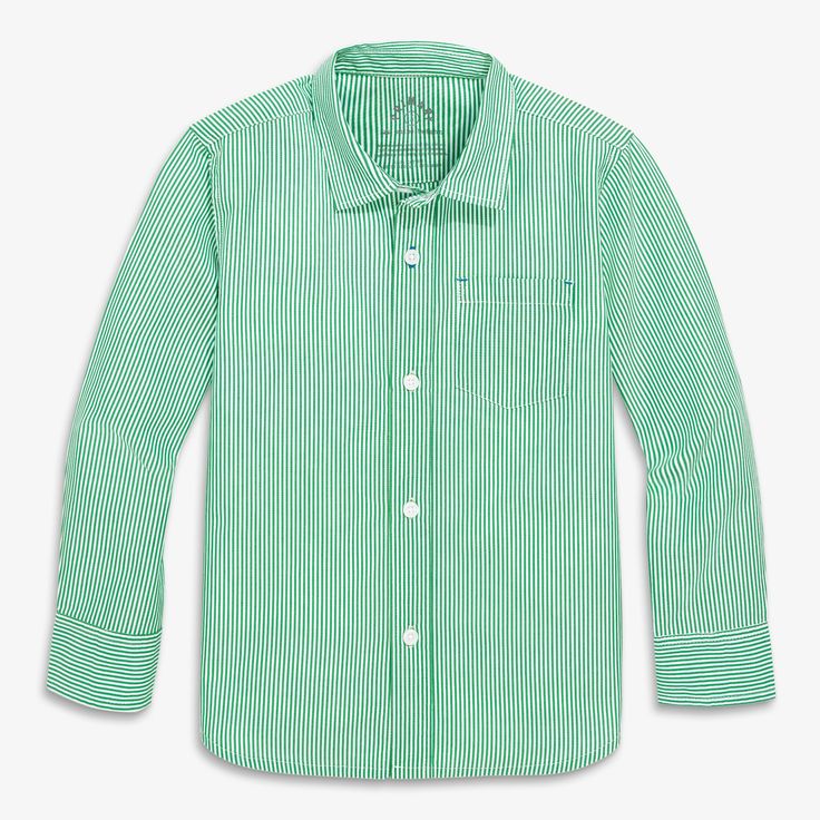 This shirt was such a hit this past spring, we brought it back for a new season with long sleeves! Great to wear as a layer at the playground or on its own for Picture Day. Fabric: 100% cotton poplin; naturally wrinkle-resistant, and pre-washed to minimize shrinkage. Feel: Soft, lightweight, and crisp. Learn more. Fit: Slightly roomy and layer-friendly; front pocket for knick-knacks. Pinstripe Cotton Shirt With Button Closure, Pinstripe Cotton Shirt With Striped Collar, Pinstripe Long Sleeve Shirt With Placket, Spring Yarn-dyed Collared Tops, Summer Pinstripe Cotton Shirt, Pinstripe Cotton Button-up Shirt, Pinstripe Cotton Collared Shirt, Spring Long Sleeve Cotton Shirt, Casual Pinstripe Cotton Shirt