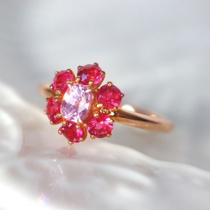 Mini Halo Neon Pink Spinel Halo Ring With Pink Spinel Natural Pink Engagement Ring Dainty Halo Pink Gemstone Ring. 14K Rose Gold US 7.25 - Etsy Wedding Rose Gold Ruby Ring With 17 Jewels, Formal Pink Birthstone Ring With Gemstone, Formal Pink Gemstone Birthstone Ring, Pink Cluster Ring For Formal Occasions, Pink Gemstone Birthstone Ring For Formal Occasions, Fine Jewelry Pink Cluster Ring With Accent Stones, Pink Birthstone Ring With Gemstone For Formal Occasions, Pink Oval Multi-stone Ruby Ring, Formal Pink Gemstone Flower Ring