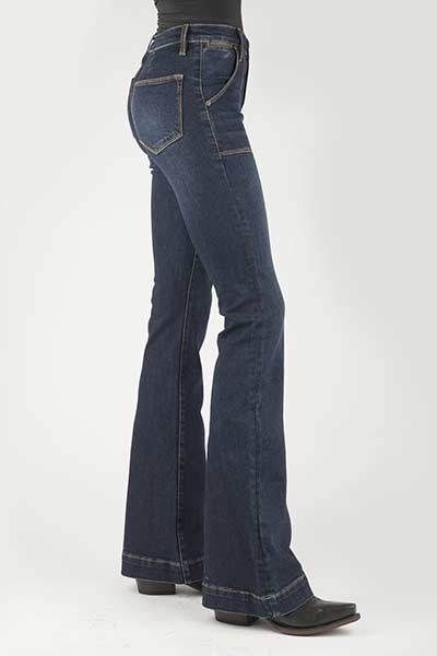 Stetson Women 921 Dark Wash Flare Jean - Breeches.com Bootcut Jeans Highwaist, Dark Wash Bootcut Jeans Women, Western Jeans Savannah Sevens, Cheap Western Style Fitted Jeans, Straight Cut Jeans Western, Western Jeans L, Vintage Womens Western Jeans, Jeans That Show Buttins, Western Jeans Black