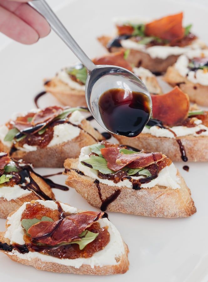 Goat Cheese With Fig Jam, Goat Cheese Fig Jam, Goat Cheese Fig, Prosciutto Crostini, Prosciutto Appetizer, Fig Prosciutto, Crostini Toppings, Honey Goat Cheese, Lilypad Cottage