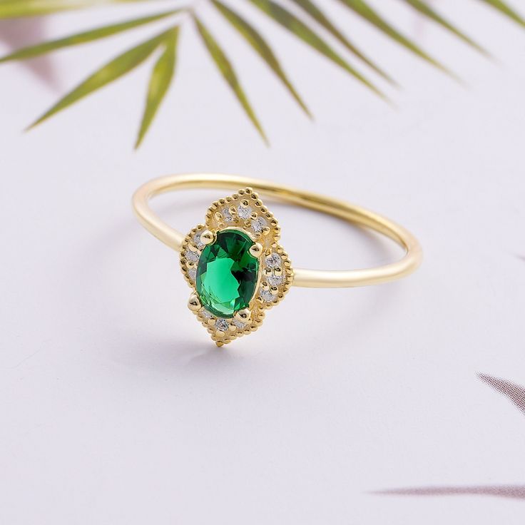 14k 18k 10k Gold Diamond Halo Art Deco Green Emerald Ring, Natural Emerald Gemstone Ring, Wedding Engagement Ring, Gemstone Jewelry Our rings are perfect choice for a Christmas, Mother's Day, valentine's day, birthday, wedding, anniversary, graduation, engagement, bridesmaid, and best friends gift. It's a good way to show appreciation to your mom, girlfriend, wife, grandmother, grandchildren, daughter, sister, best friend, boss or a co-worker. Also, a special treat just for yourself.   FEATURES Fine Jewelry Yellow Gold Emerald Ring With Halo Design, Elegant Gold Halo Ring With Gemstone, Yellow Gold Emerald Ring With Halo Design, Elegant Diamond Ring With Accent Stones As Gift, Elegant 14k Gold Emerald Ring For Formal Occasions, 14k Gold Emerald Ring With Halo Design, 14k Gold Art Deco Promise Ring Jewelry, Elegant Green Diamond Ring With Halo Design, Luxury 14k Gold Emerald Wedding Ring