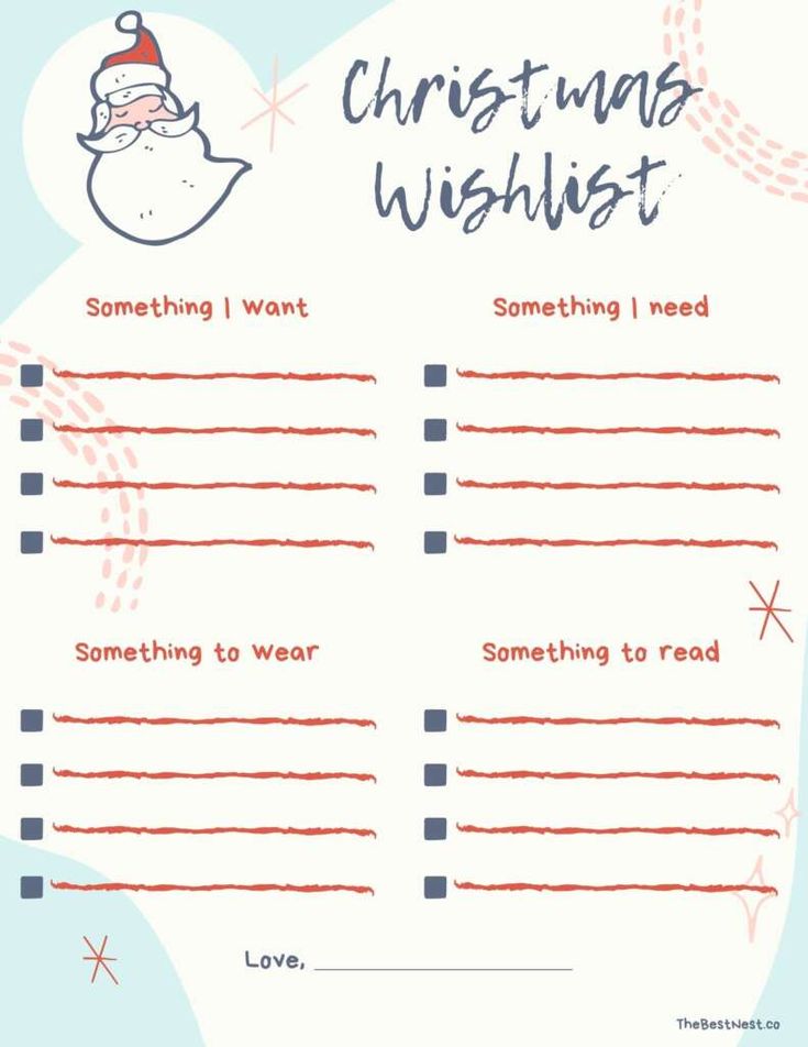 a christmas wish list with santa clause on it