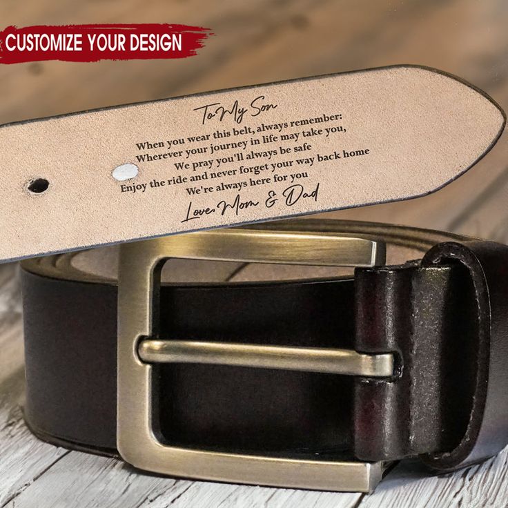 Celebrate the special men in your life with our Personalized Engraved Leather Belt. This custom belt is more than just an anniversary gift; it's a heartfelt gesture that adds a personal touch to every outfit. Crafted from genuine leather, this engraved belt makes for a timeless and durable piece. The custom engraving allows you to add a personal message or a special date, making it an ideal anniversary or Valentine's Day gift. Whether it's for your husband, boyfriend, or father, this personalized leather belt is a thoughtful and practical expression of your love and appreciation. Imagine the joy on their face as they unwrap a gift that is not only stylish but also carries a sentimental touch. The engraved details make this belt a unique accessory, showcasing your thoughtfulness in every de Classic Leather Belt Buckles As Gift, Classic Leather Belt Buckles For Gifts, Engraved Brown Belt For Gift, Engraved Leather Belts As Gifts, Black Leather Belt Buckles As Gift, Custom Belt, Personalized Leather, Accessories Unique, Personal Message