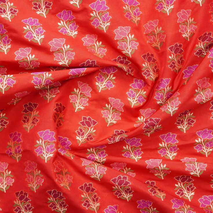 Category: Pure Katan Silk Fabric Khinkhwab brings you beautiful fabrics and yardage from Banaras. You can turn these beautiful fabrics into a traditional blouse, Indian kurta or a western jacket. For Blouse you need 1 meter of fabric, for kurta you need 3 meters, for jackets you need 2 meters of fabric. Pair these beautiful fabrics with your Banarasi sarees and dupattas and add more glamour to it. Fabric: Katan, a thread, prepared by twisting different numbers of silk fabrics as per requirements Red Chanderi Blouse Piece With Block Print, Red Block Print Traditional Wear For Festive Occasions, Red Block Print Blouse Piece For Puja, Red Blouse Piece With Block Print For Puja, Red Block Print Blouse Piece For Diwali, Red Bandhani Print Blouse Piece For Eid, Festive Brocade Fabric With Motifs, Festive Red Block Print Traditional Wear, Festive Red Traditional Wear With Block Print