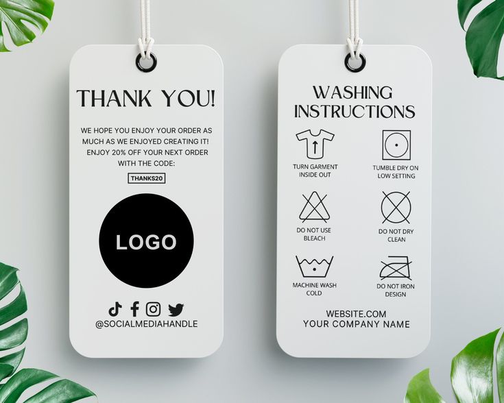 Unique - Stylish Font Pairings Clothes Care Label, Cloth Tag Design, Clothing Tag Ideas, Clothing Tag Design, Tshirt Tags, Clothing Care Tag, Hang Tag Template, Clothing Hang Tags, Dry Logo