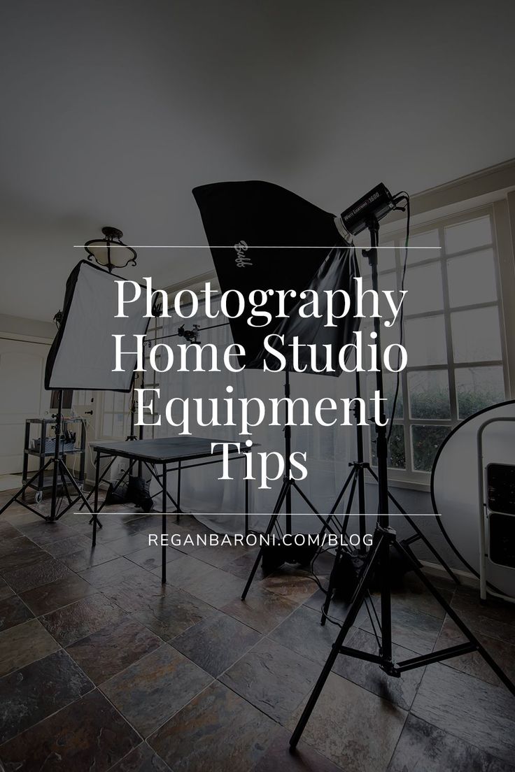 photography equipment with the words photography home studio equipment tips in front of them on a tile floor