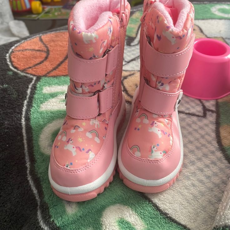 Nice Insulated Unicorn Pink Winter Boots. Never Worn. Bought Too Late And The Season And Return Time Has Passed. My Loss Is Your Gain Pink Winter Boots, Pink Winter, Too Late, Winter Boots, Kids Shoes, Shoe Boots, Kids Shop, Boots, Pink