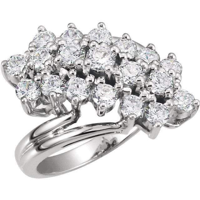 1.0 CTW Diamond Round Waterfall Cluster 14K White Gold Ring Specifications Weight: 6.812 DWT (10.59 grams) Approx. Shoulder Width: 3.6 mm Approx. Finger Size: 7 Approx. Top Height: 11.5 mm Approx. Shank Base Thickness: 1.1 mm Approx. Shank Base Width: 2.41 mm Plating Type: Rhodium-Plated Can Be Set With (Stones Sold Separately) Quantity Stone Size Setting Type 5 ROUND 2.70 Prong 14 ROUND 2.40 Prong As well please remember it takes up to 14 days to make and ship this item. Rings Diamond, Diamond Cocktail Rings, Ring Sizer, 14k White Gold Ring, Diamond Cluster Ring, White Gold Ring, Diamond Cluster, Cluster Ring, Cocktail Ring