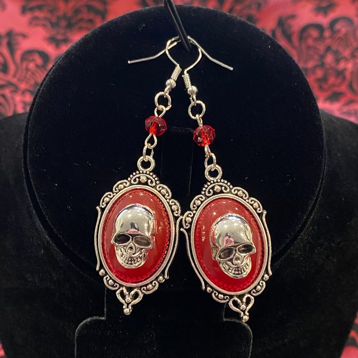 Victorian Goth Emo Hanging Dangling Skull Earrings. New, No Tag. This Item Participates In The 2 Items For $25 Sale. To Find All Participating Items, Click The Savage-Sale Style Tag In This Listing. Lightweight Approximately 2" X 1" Participates In The 2 For $25 Sale Red Punk Earrings For Gifts, Red Nickel-free Jewelry For Halloween, Nickel-free Red Halloween Jewelry, Handmade Punk Red Jewelry, Handmade Red Punk Jewelry, Victorian Goth, Knot Earrings, Skull Earrings, Circle Studs