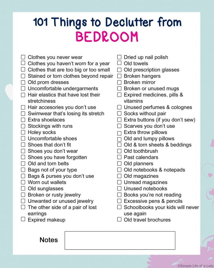 the 10 things to do from bedroom checklist is shown in this printable poster