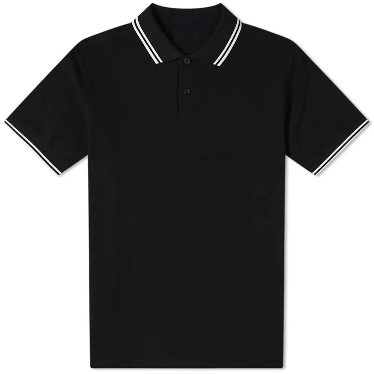 Men's Polo Shirt Tipped Pique Black - Soft and comfortable polo shirt for casual wear or formal wear. - The twin-striped collar and cuffs reflect the classic polo shirt style. Product Details: -100% Cotton -2 Button -Pique Fabric -Twin Tipped -Fits true to size -Imported Sporty Collared Polo Shirt With Three Stripes, Classic Three Stripes Polo Shirt, Classic Three-stripes Polo Shirt, Black Cotton Polo Shirt With Striped Collar, Classic Black Tops With Striped Cuffs, Classic Polo Shirt With Contrast Stripes, Black Polo Shirt With Striped Collar, Black Polo Tops With Contrast Collar, Black Collared Tops With Contrast Stripes