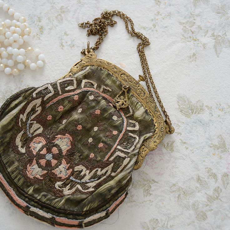 Stunning 1920's French Hand Made Hand Bag | Etsy Antique Gold Embroidered Bags, Antique Embroidered Evening Bags, Victorian Style Gold Embroidered Bag, Vintage Embroidered Evening Bags, Vintage Rectangular Bags With Gold Embroidery, Victorian Embroidered Evening Bags, Rectangular Embroidered Bags For Vintage Events, Embroidered Rectangular Bags For Vintage Events, Embroidered Rectangular Bag For Vintage Events