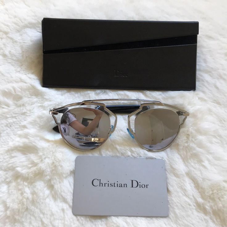 100% Authentic (See Authenticity Card) Never Used Dior's "Dior So Real" Sunglasses Feature Silver Mirrored Lenses Framed By Crystal (Clear) Acetate And Silvertone Metal. Logo-Etched Hinges. Deconstructed Pantos Shape. Metal Brow Bar. Blue Nose Pads. Black Acetate Temples. Silver Mirrored Lenses. 100% Uv Protection. 48mm Eye Size. 22mm Bridge Size. 140mm Temple Size. Metal, Acetate. Made In Italy. Includes Hard Protective Case And Microfiber Pouch, And Box Classic Silver Sunglasses For Parties, Elegant Silver Sunglasses With Tinted Lenses, Designer Silver Sunglasses For Formal Occasions, Designer Silver Sunglasses With Tinted Lenses, Designer Clear Sunglasses For Formal Occasions, Designer Silver Tinted Sunglasses, Designer Silver Sunglasses For Evening, Elegant Silver Sunglasses With Mirrored Lenses, Designer Silver Sunglasses For Party