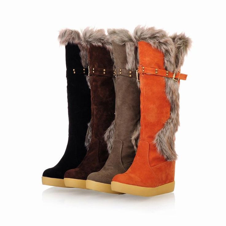 Ankle Boots Outfit Winter, Tall Snow Boots, Suede Knee High Boots, Warm Snow Boots, Fur Shoes, Warm Boots, Thigh Boot, Suede Boots Knee High, Buckle Shoes